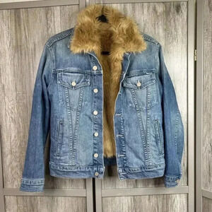 Mother Denim Jacket XS Removable Fur Lned Vest The Furry Drifter Trucker